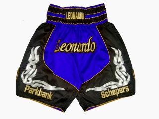 Shorts Boxe Anglaise Personnalisé : KNBSH-024-Bleu-Noir